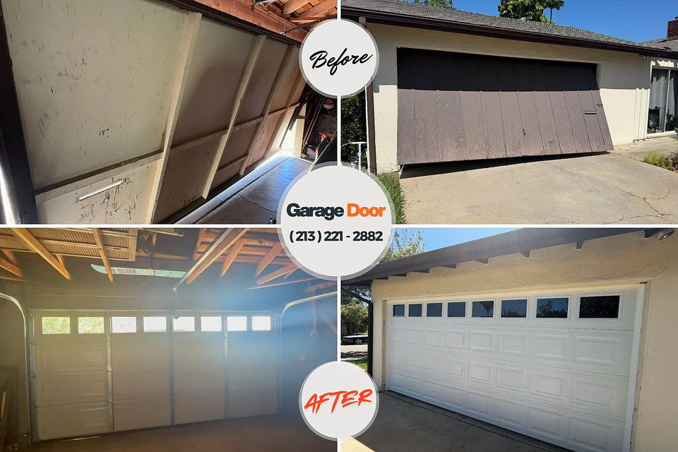 Before and after: garage door repair Bellevue, MI